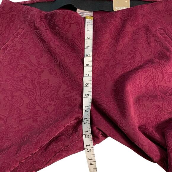 Chico's Pants NWT Size 3.5 (18) Luxe Flocked Ponte Pull-On Deep Chianti Pattern - Picture 6 of 7